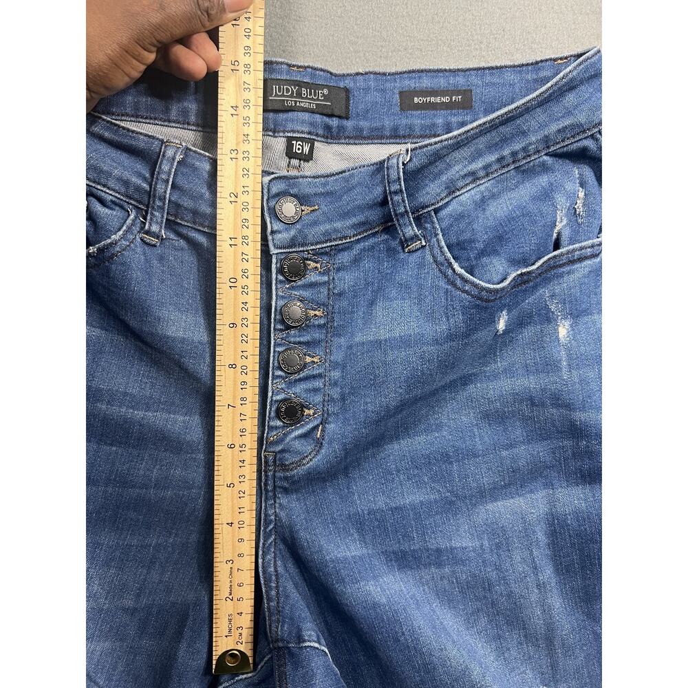 Judy Blue Women 16W Ripped Boyfriend High Rise Denim Jeans - Picture 7 of 8